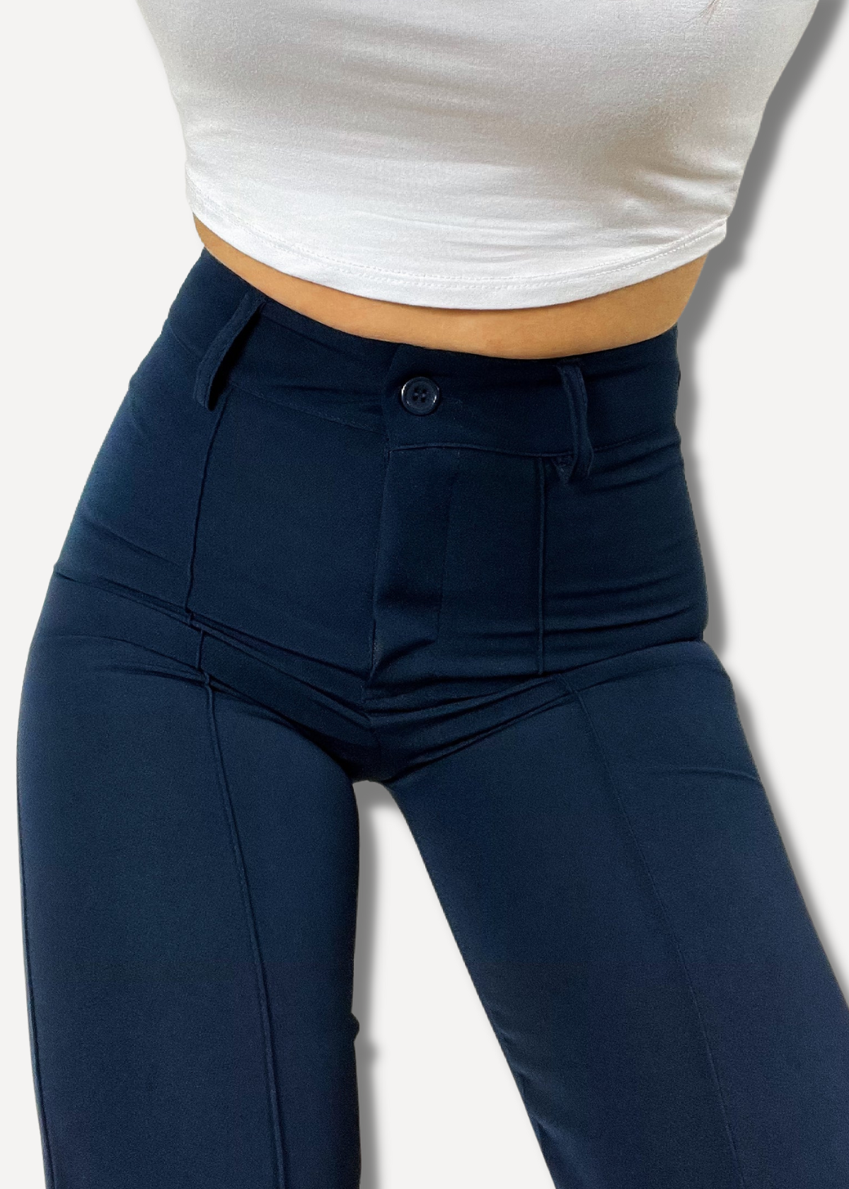 Pantalon droit avec pli pressé bleu nuit (TALL)
