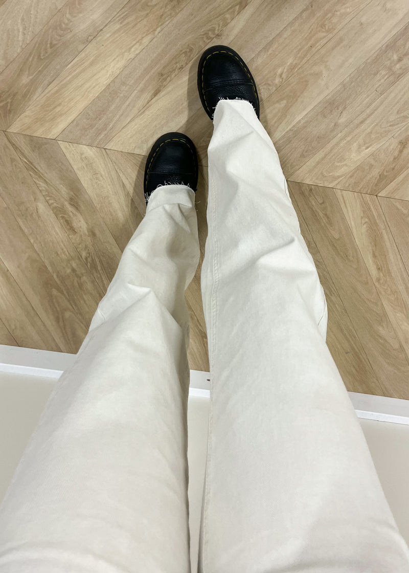 High waist straight leg jeans crème