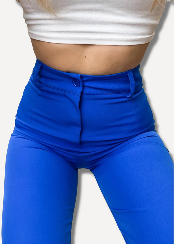 Pantalon droit bleu électrique