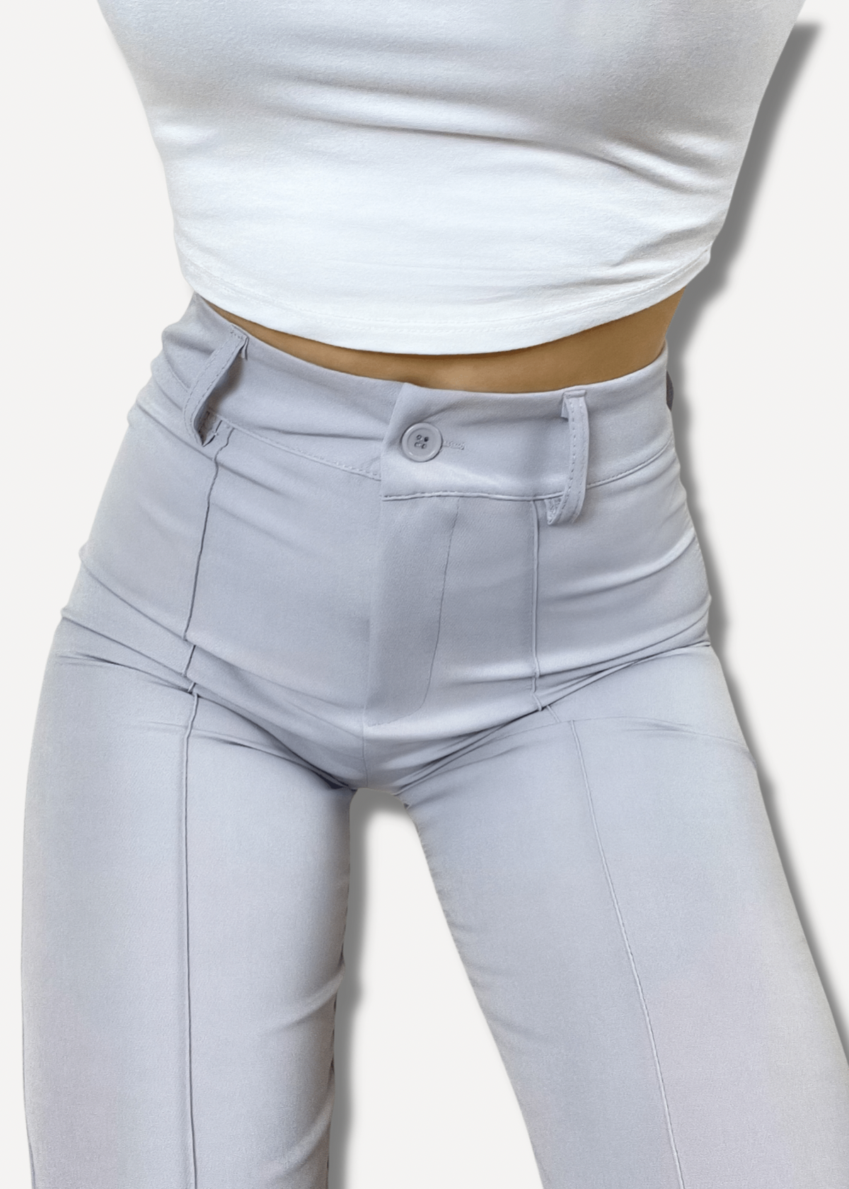 Pantalon droit avec pliage gris clair (TALL)