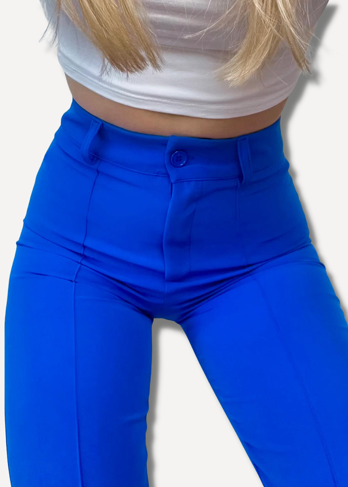 Straight leg pants with pressfold electric blue (TALL)