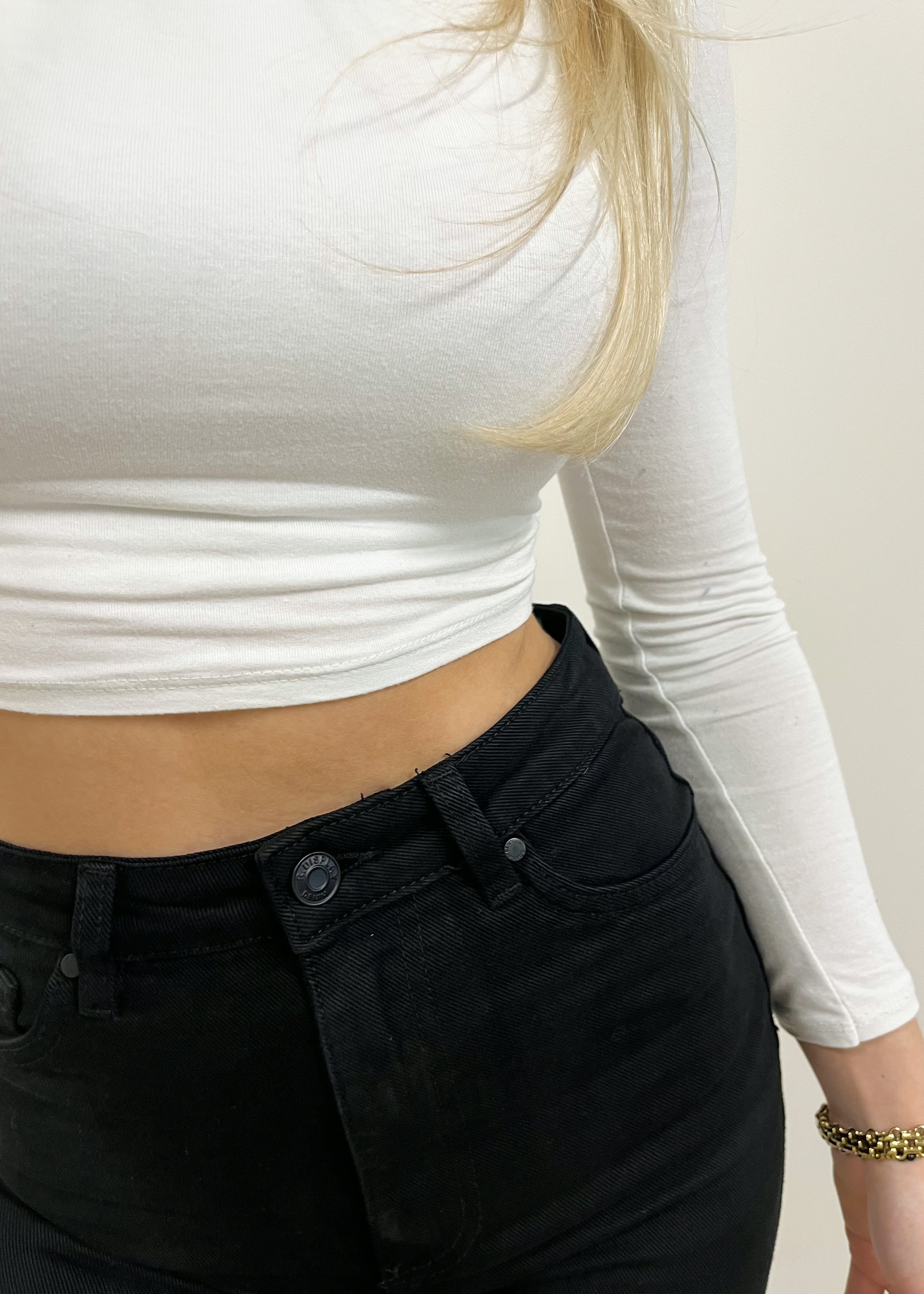 High waist straight leg jeans black